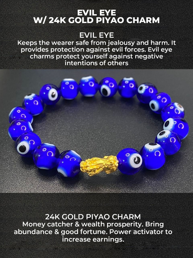 EVILS EYE WITH 24K REAL GOLD CHARM