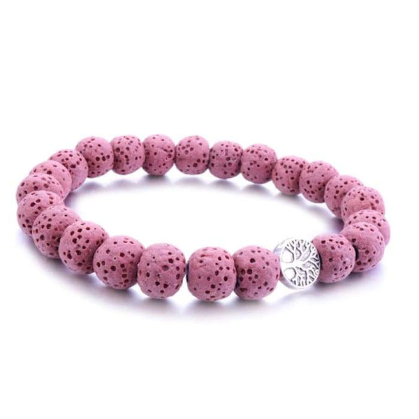 Pink Tree Of Life Lava Stone Essential Oil Bracelet_USA Shipping Only